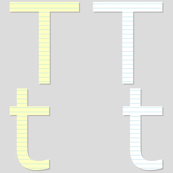 Papír betűtípus beállítása Letter T — Stock Vector