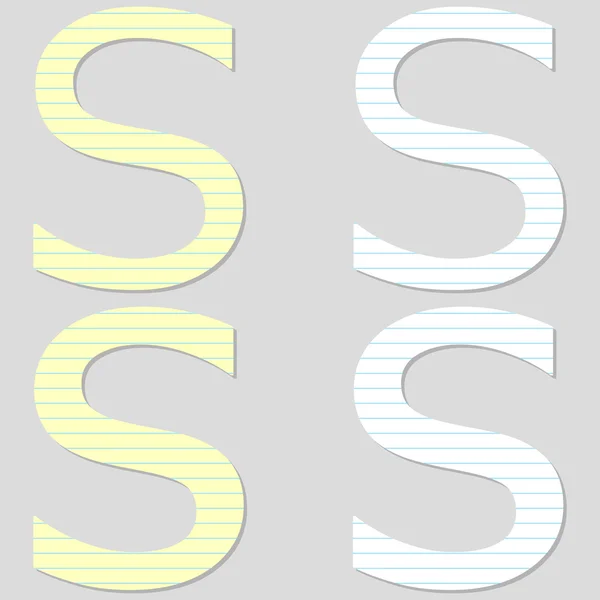 Бумажный шрифт буква S — стоковый вектор