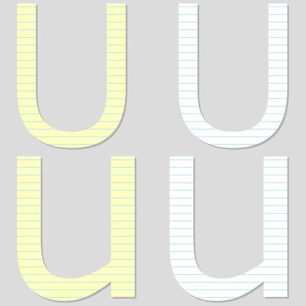 Ensemble de polices en papier Lettre U — Image vectorielle