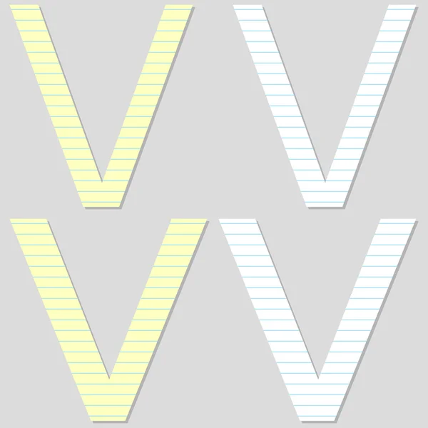 Papír betűtípus beállítása Letter V — Stock Vector