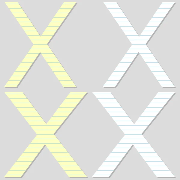 Set di caratteri carta Lettera X — Vettoriale Stock