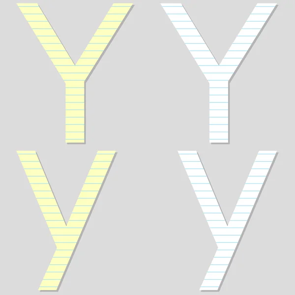 Paper Font Set Letter Y — Stock Vector