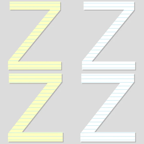 Juego de fuentes de papel Letra Z — Vector de stock