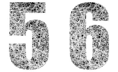 Abstract Black and White Font Numbers 5 and 6 clipart