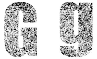 Abstract Black and White Font Letter G clipart