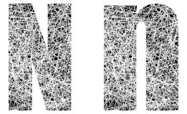 soyut siyah ve beyaz yazı harf n