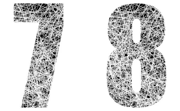 抽象的黑色和白色字体数字 7 和 8 — 图库矢量图片