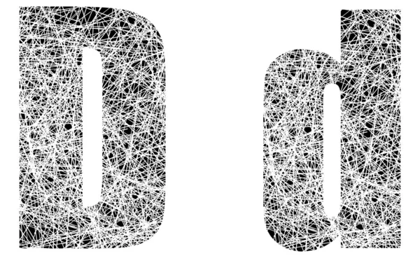 Абстрактный черно-белый шрифт буква D — стоковый вектор