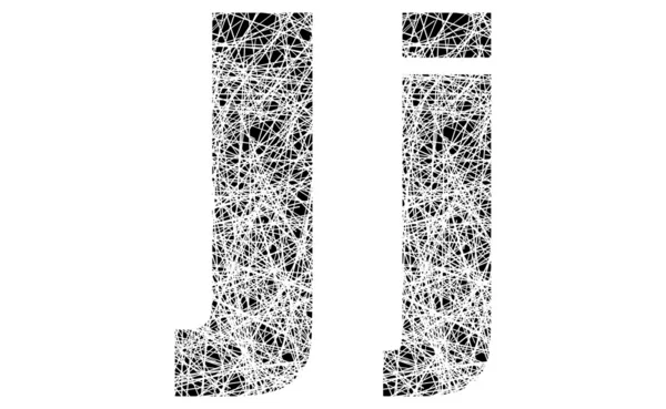 抽象的黑色和白色字体字母 j — 图库矢量图片