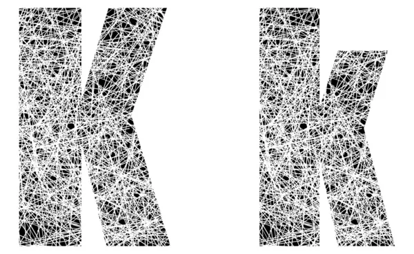 抽象的黑色和白色字体字母 k — 图库矢量图片