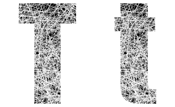 Абстрактный черно-белый шрифт буква Т — стоковый вектор