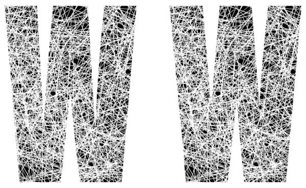 抽象的黑色和白色字体字母 w — 图库矢量图片