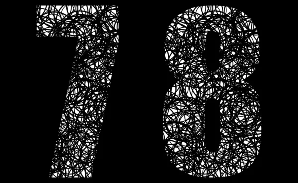 Abstract zwarte en witte font nummers 7 en 8 — Stockvector