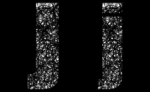 Абстрактный черно-белый шрифт буквы J — стоковый вектор