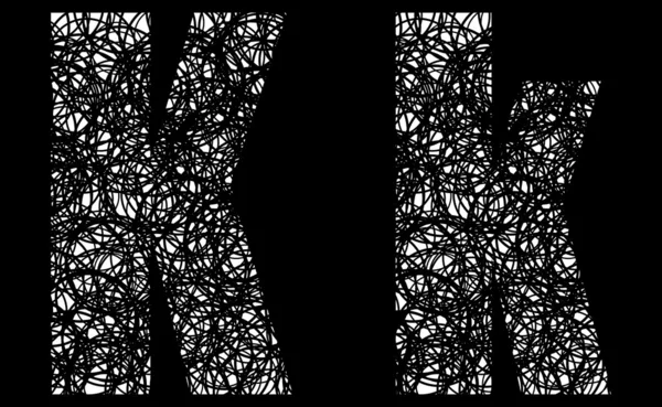 Абстрактный черно-белый шрифт буквы К — стоковый вектор