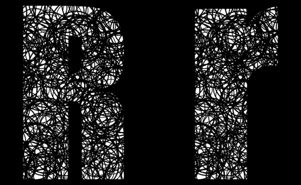 Абстрактный черно-белый шрифт буква R — стоковый вектор