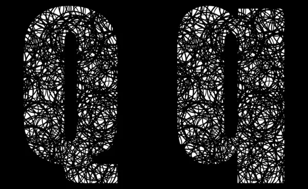 Абстрактный черно-белый шрифт буквы Q — стоковый вектор