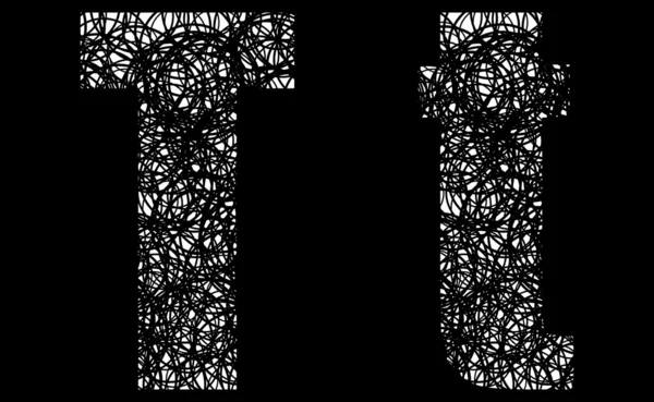 Абстрактный черно-белый шрифт буква Т — стоковый вектор