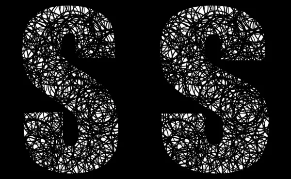 Abstracte zwart-wit lettertype Letter S — Stockvector