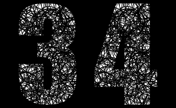 흑인과 백인 글꼴 번호 3와 4를 추상화 — 스톡 벡터