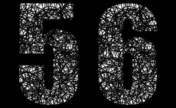 Абстрактные черно-белые шрифты 5 и 6 — стоковый вектор