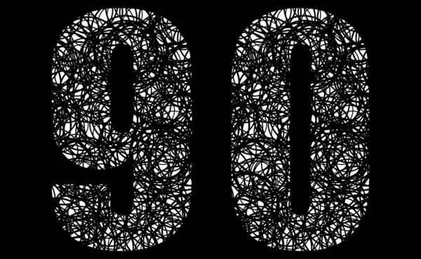 抽象的黑色和白色字体号码 9 和 0 — 图库矢量图片