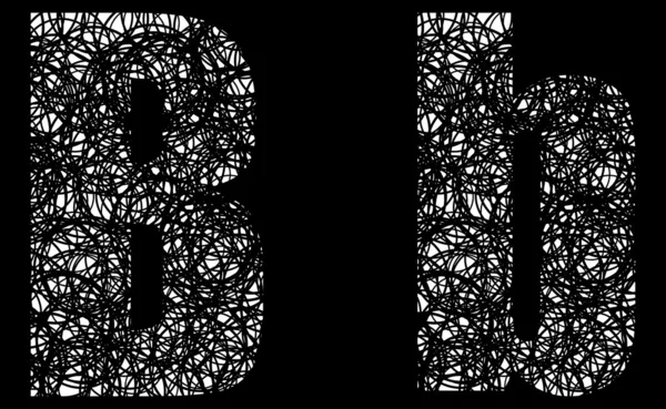 Abstracte zwarte en witte font letter b — Stockvector