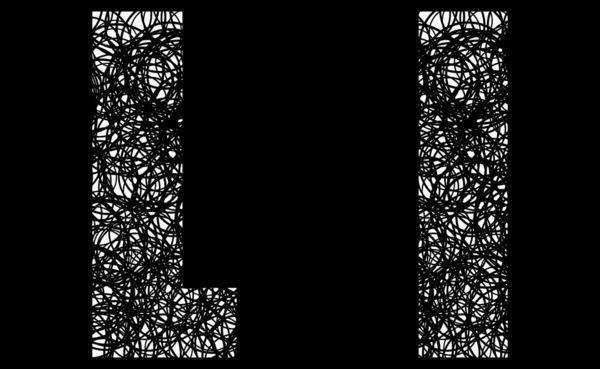 Abstracte zwart-wit lettertype alfabet l — Stockvector