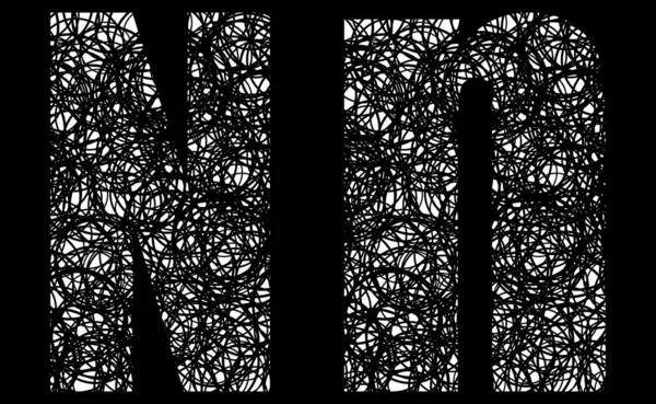Абстрактный черно-белый шрифт буква N — стоковый вектор