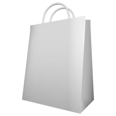 Beyaz alışveriş torbası üzerinde beyaz izole 3D render