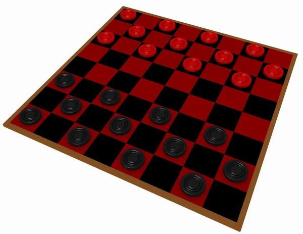 3D-Darstellung eines Damespiels isoliert auf Weiß — Stockfoto
