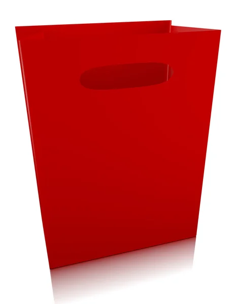 Beyaz kırmızı alışveriş torbası 3D render yansıyan — Stok fotoğraf