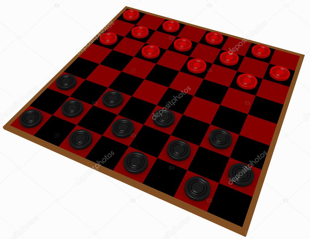 3d Render of a Checkers Game Isolated on White