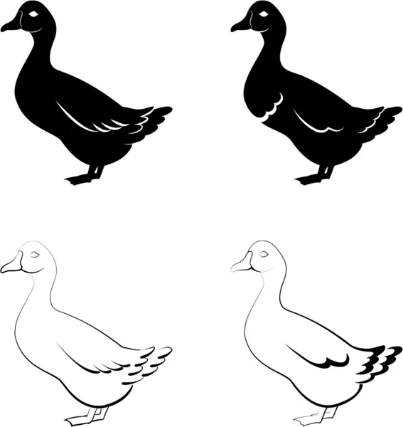 Die stilisierten schwarzen Enten — Stockvektor