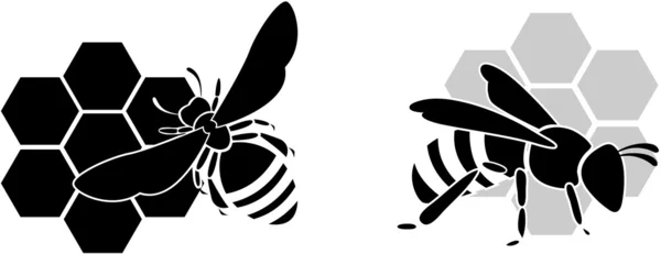 Black bee silhouette — Stock Vector