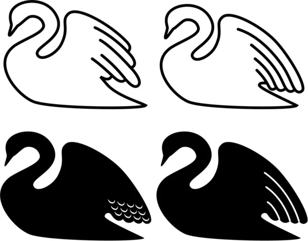 Illustratie van een zwaan zwemmen. — Stockvector