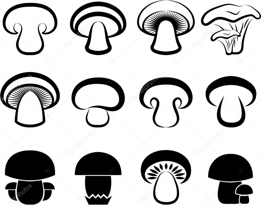 The stylized mushrooms.
