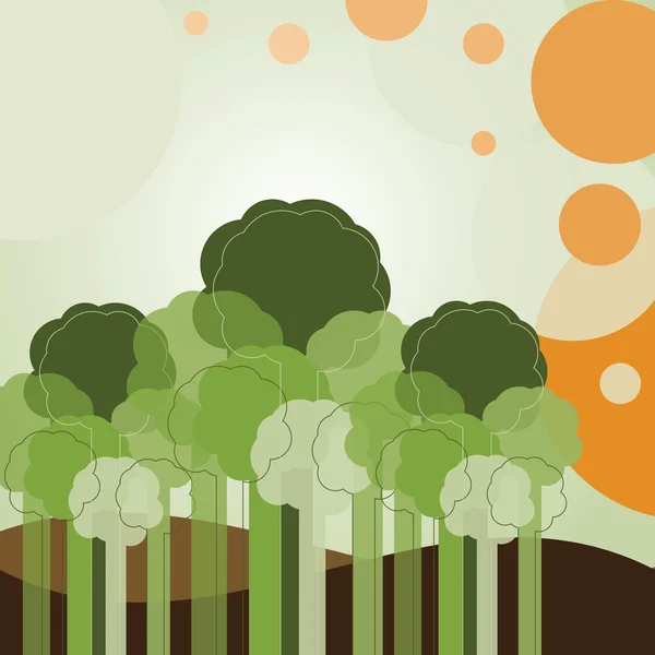 Carte de voeux avec des arbres — Image vectorielle
