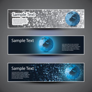 Three abstract header designs clipart