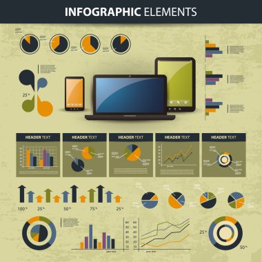 infografik elementlerin vektör kümesi