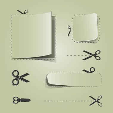 Blank advertising coupons with scissors clipart