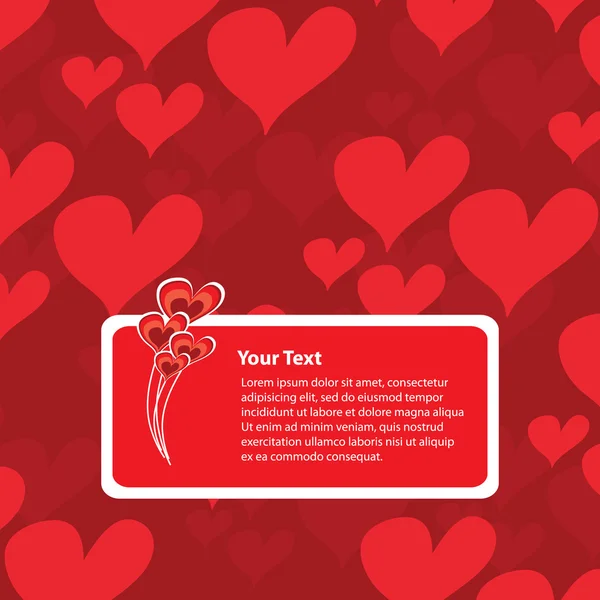 Design karty s abstraktní červená srdce — Stockový vektor