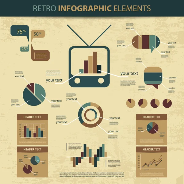 Retro-Vektor-Set von Infografik-Elementen — Stockvektor
