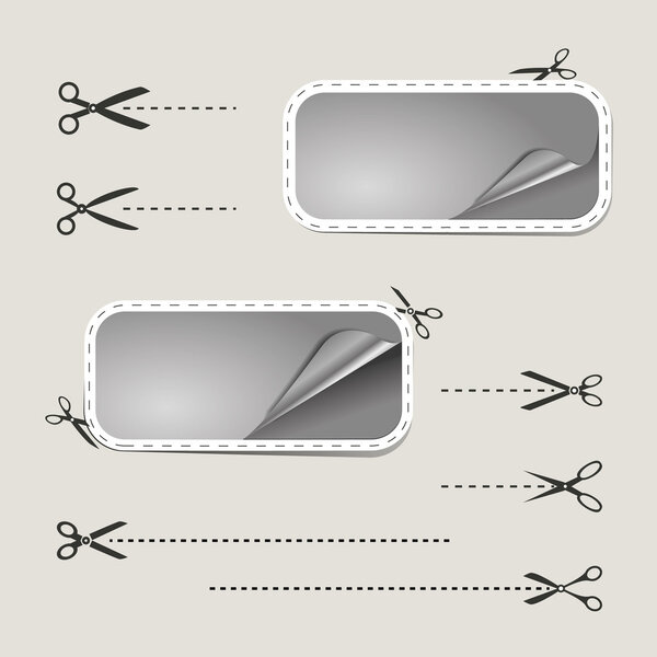 Blank advertising coupons with scissors