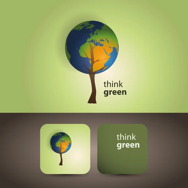 Pensez vert - carte écologique — Image vectorielle