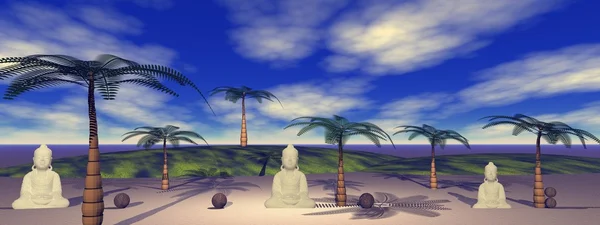 Buddha and landscape — Stock Photo, Image