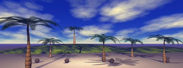 Palmen en landschap — Stockfoto