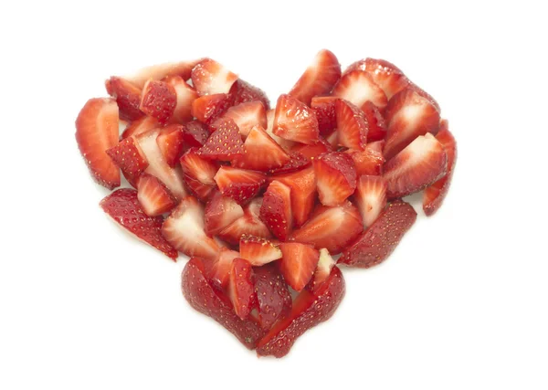 Corazón de fresa aislado en blanco — Foto de Stock
