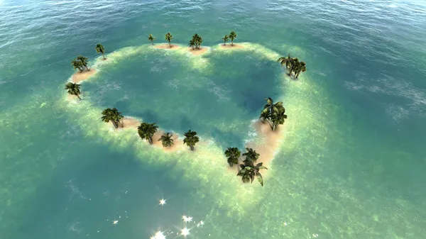 Paradiesische Inseln mit türkisfarbenen Stränden, grünen Bäumen — Stockfoto