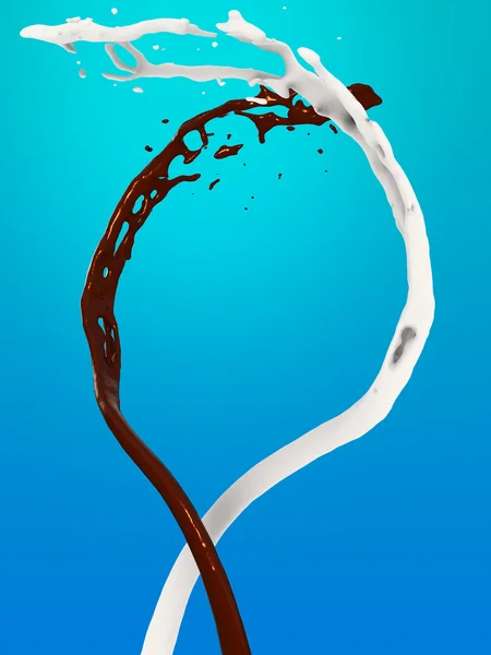 Milch und Schokolade spritzt — Stockfoto
